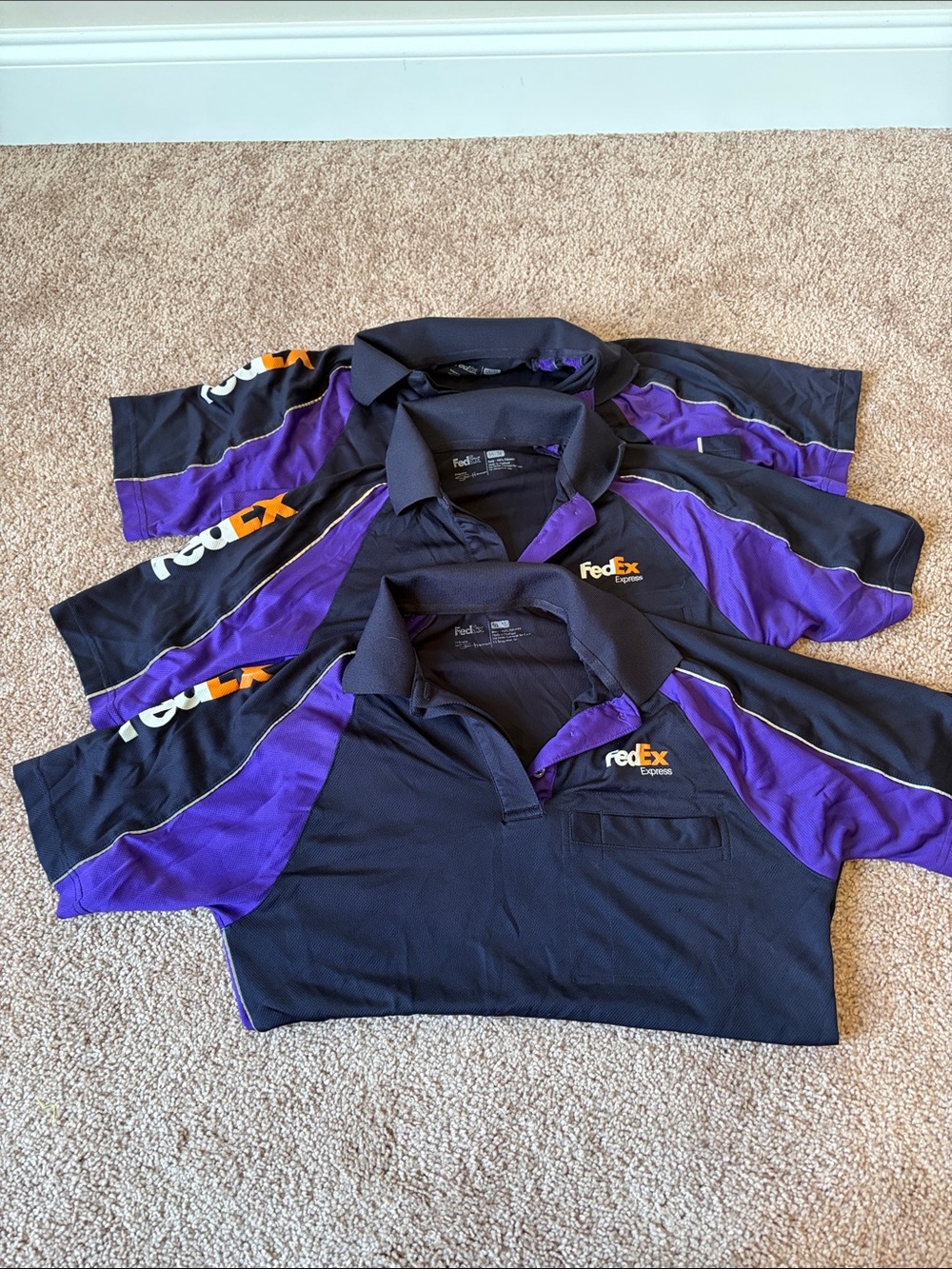 FedEx Black and Purple Short Sleeve Polo Size M work shirts